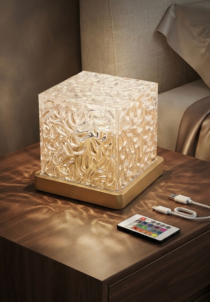 Aurora Cube™ – Επαναφορτιζόμενο RGB Φωτιστικό με Εφέ Κυμάτων Νερού & 16 Χρώματα